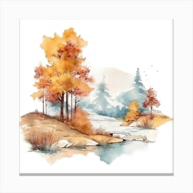 Watercolor Autumn Landscape 42 Canvas Print