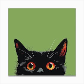 Black Cat With Amazed Eyes Canvas Print