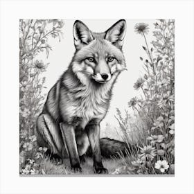 A fox in the meadow Canvas Print