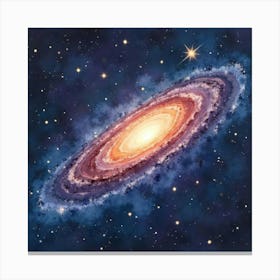 Elegant Watercolor Depiction Of A Far Off Galaxy 1 Canvas Print