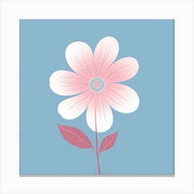 A White And Pink Flower In Minimalist Style Square Composition 301 Canvas Print