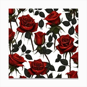 Default Beautiful Red Roses Bloody Thorns Darkness Backgroun 0 1 Canvas Print