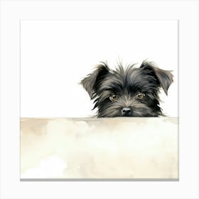 Dog Peeking Over A Wall Canvas Print