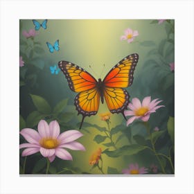 Butterfly In The Garden Canvas Print