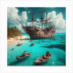 Pirate Ship On The Beach 2 Canvas Print