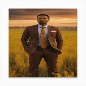 A Man In A Suit Standing In A Field (1) Canvas Print