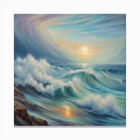 Ocean Waves At Sunset Canvas Print