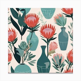 Default Protea Party Collection Of Vases Art 1 Canvas Print