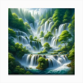 Waterfall In The Forest 8 Canvas Print