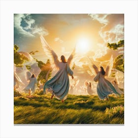 Angels Flying In The Sky Canvas Print