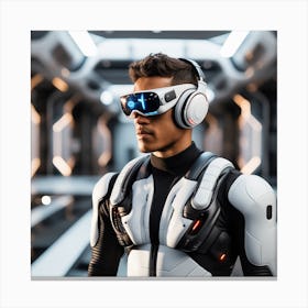 Futuristic Man In Space Suit Canvas Print