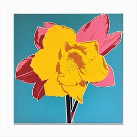 Daffodil 3 Pop Art Illustration Square Canvas Print