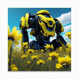Robot In The Field Canvas Print