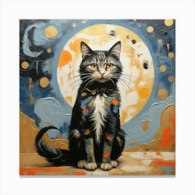 Cat In The Moonlight 6 Canvas Print