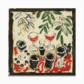 Table With Wine Matisse Style 8 Canvas Print