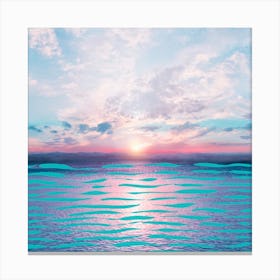 Turquoise Lines In The Ocean Square Canvas Print