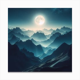 Full Moon Over Mountains Canvas Print