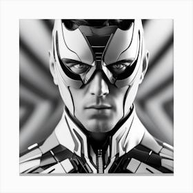B&W Photography, Model Shot, Man In Future Wearing Futuristic Suit, Beautiful Detailed Eyes, Professional Award Winning Portrait Photography, Zeiss 150mm F 2 Canvas Print