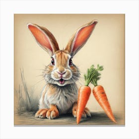 Rabbit With Carrots 3 Canvas Print