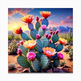 Cactus At Sunset Canvas Print