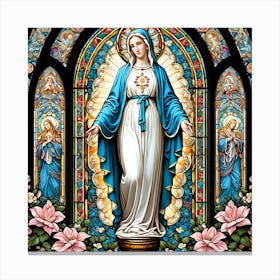 Virgin Mary at Garden Stained Glass #2 Canvas Print