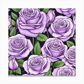 Seamless Pattern With Purple Roses 1 Canvas Print