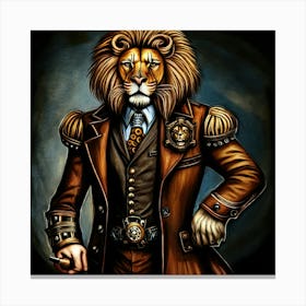 Steampunk Lion In A Suit Canvas Print