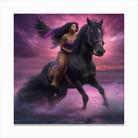 Woman Riding A Horse 3 Canvas Print