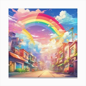 Rainbow Over A City 1 Canvas Print