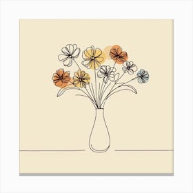 Impressionism Meets Simplicity: A Single Line Drawing of a Flower in a Vase Canvas Print