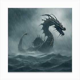 Leviathan Rising 2/4 (sea monster snake dragon mist fog mystic fantasy storm sinbad greek roman Cetus Echidna Hydra Scylla Jörmungandr) Canvas Print