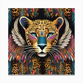 Leopard With Feathers Canvas Print