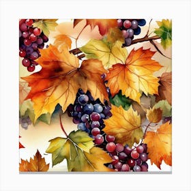 Autumn Leaves And Grapes Canvas Print