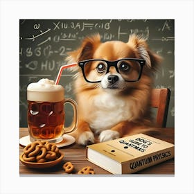 Dog With Glasses Drinking A Beer 4 Canvas Print