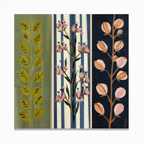 Three equal parts, each part containing a type of flowers 11 Canvas Print