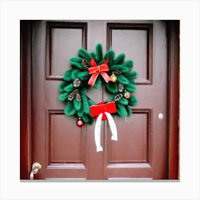 Christmas Decoration On Home Door (28) Canvas Print