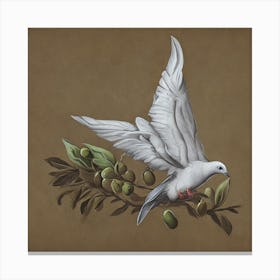 Dove On Olive Branch Canvas Print