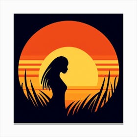 Silhouette Of A Woman At Sunset 3 Canvas Print