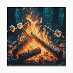 Campfire With Marshmallows 1 Canvas Print