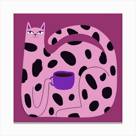 Polka Dot Cat Canvas Print