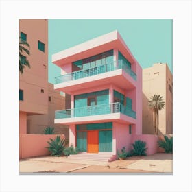 A House In Cape Town Abstract Risograph Style Art Print 4 Canvas Print