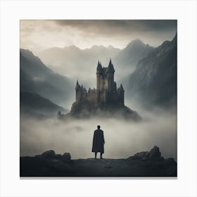 Man Standing In Front Of Castle Canvas Print