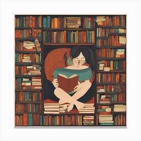 Girl Reading A Book Canvas Print