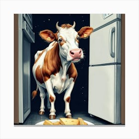 Cow In The Kitchen 1 Canvas Print