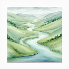 Watercolor Landscape Painting Canvas Print