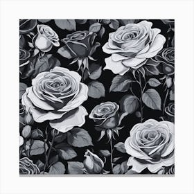 Black And White Roses 1 Canvas Print