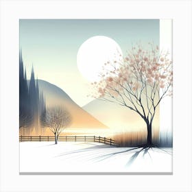 Winter Landscape With Trees Canvas Print