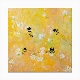 Tiny Bumble Bee Cats Canvas Print