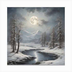 Full Moon In The Snow 1 Canvas Print
