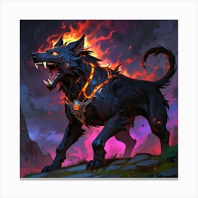 Wolf In Flames 2 Canvas Print